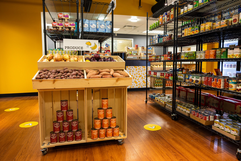 display of food pantry items 