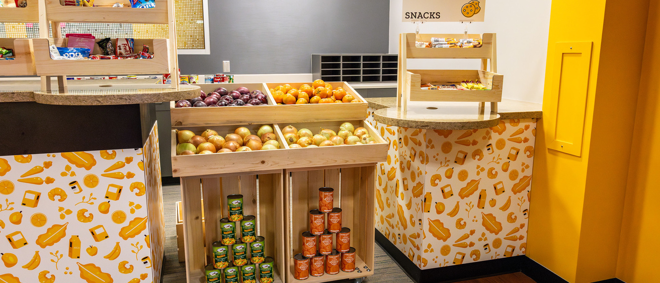 snacks and produce on display